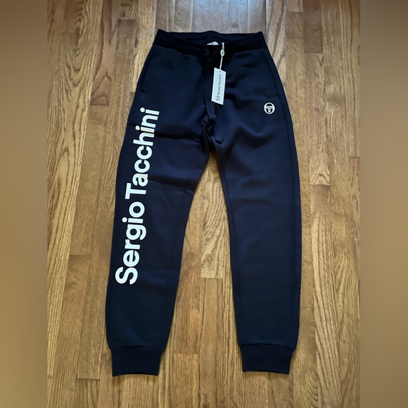 Sergio Tacchini navy sweatpants SMALL NEW - Picture 1 of 4